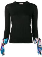 Emilio Pucci Printed Tie Cuff Knit Top - Black