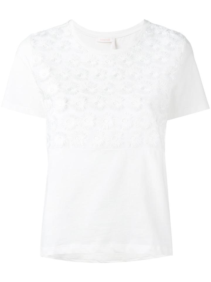 See By Chloé Floral T-shirt, Women's, Size: Medium, White, Cotton