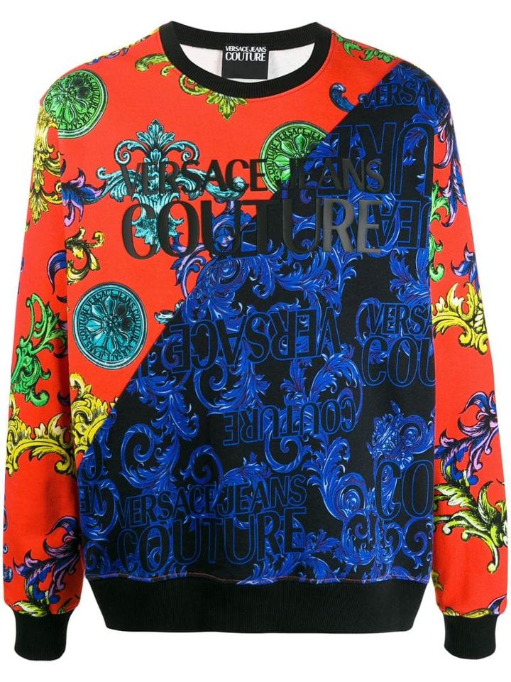 Versace Jeans Couture Color-block Printed Sweatshirt - Blue