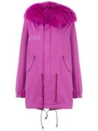 Mr & Mrs Italy Bouganville Mid Parka Coat, Women's, Size: Xxs, Pink/purple, Cotton/racoon Fur