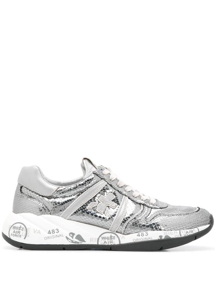 Premiata Layla Metallic Low Top Sneakers - Silver