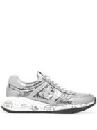 Premiata Layla Metallic Low Top Sneakers - Silver