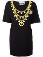 Moschino Chain Print T-shirt Dress, Women's, Size: 38, Black, Cotton/other Fibers