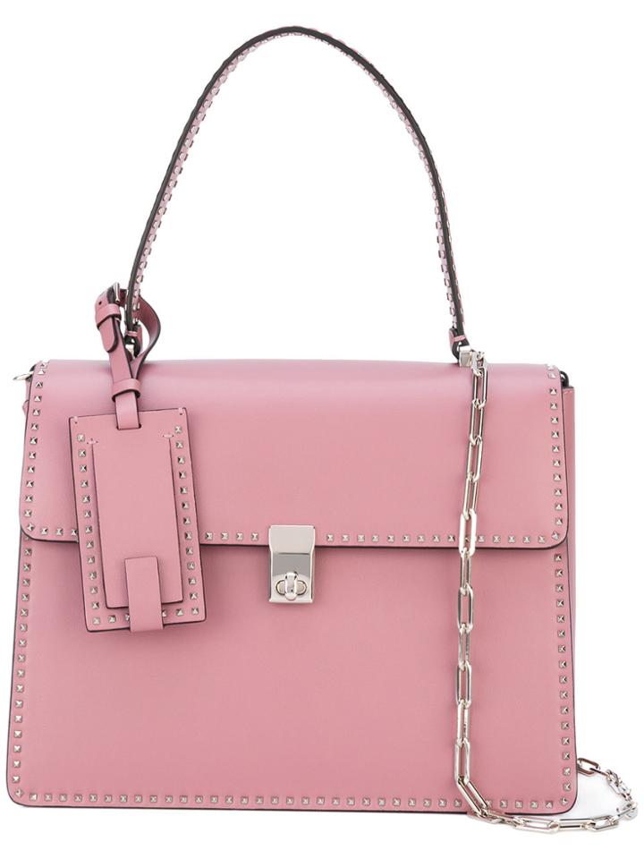 Valentino Valentino Garavani Stud Stitching Tote - Pink & Purple