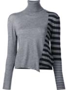 Les Animaux Striped Turtleneck Jumper, Women's, Size: 40, Grey, Silk/cashmere