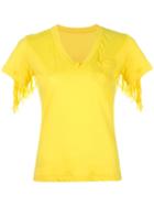 Sacai Fringed Trim T-shirt, Women's, Size: 2, Yellow/orange, Linen/flax/polyester