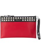 Prada Stud-trimmed Clutch Bag - Red