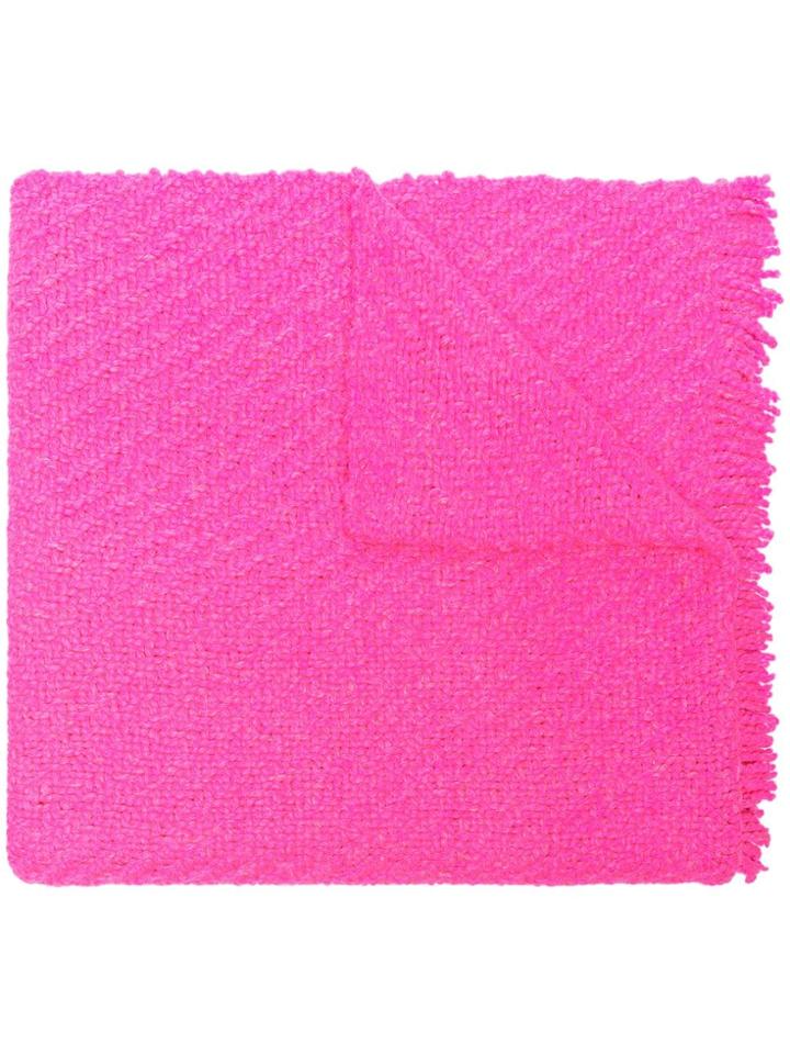 Aessai Oversized Frayed Wool Blanket Scarf - Pink