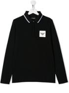 Emporio Armani Kids Teen Logo Patch Polo Shirt - Black