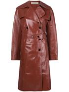 Nina Ricci Double Breasted Leather Coat - Red