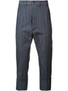 Vivienne Westwood Man Striped Cropped Trousers, Men's, Size: 48, Blue, Polyester/viscose/cotton