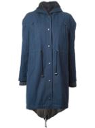 Liska Hooded Coat, Women's, Size: Medium, Blue, Cotton/mink Fur/nylon