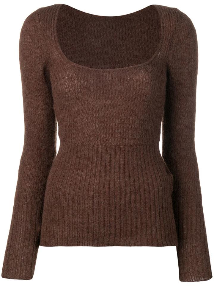 Jacquemus Square-neck Knitted Sweater - Brown