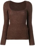 Jacquemus Square-neck Knitted Sweater - Brown