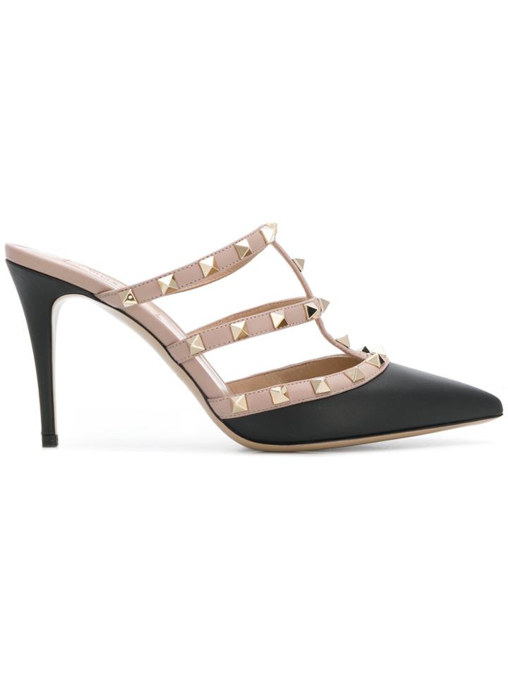 Valentino Pointed Rockstud Mules - Black