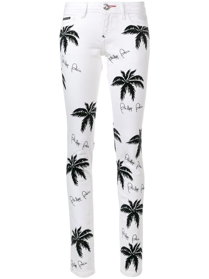 Philipp Plein Palm Tree Print Jeans - White