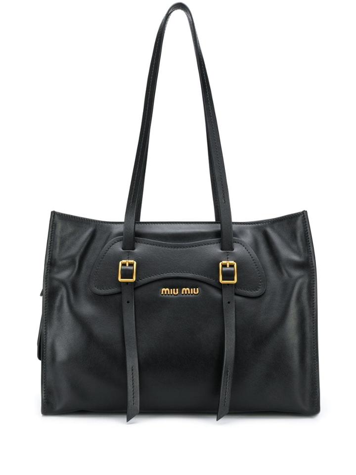 Miu Miu Medium Logo Tote - Black