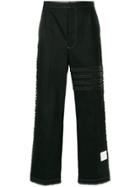 Thom Browne Frayed 4-bar Washed Denim Chino - Black