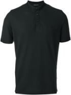 Roberto Collina Mandarin Collar Polo Shirt, Men's, Size: 52, Black, Cotton