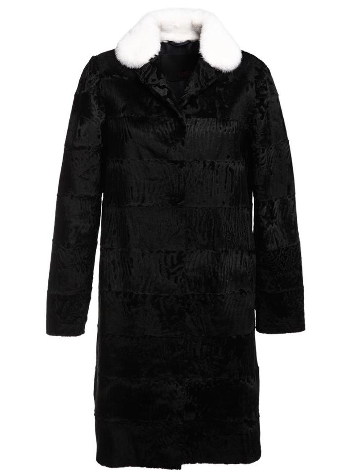 Liska Karakul Lamb Fur Coat, Women's, Size: Medium, Black, Mink Fur/lamb Skin