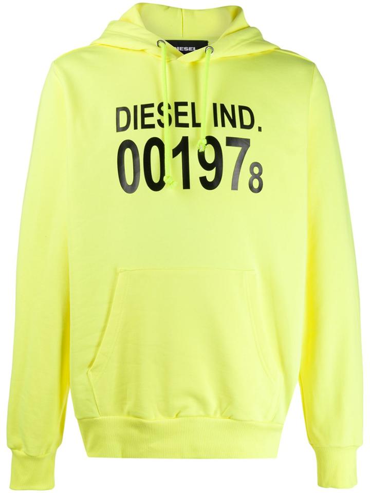 Diesel Logo Hoodie In Cotton - Yellow