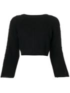Elisabetta Franchi Cropped Star Button Sweater - Black