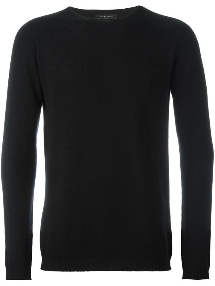 Roberto Collina Cashmere Round Neck Pullover, Men's, Size: 46, Black, Cashmere