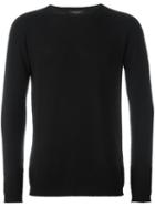 Roberto Collina Cashmere Round Neck Pullover, Men's, Size: 46, Black, Cashmere