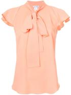 Oscar De La Renta Flutter Sleeve Blouse - Orange