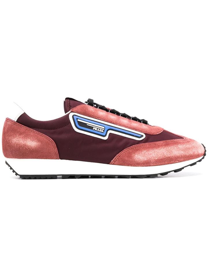 Prada Two-tone Lace-up Sneakers - Red