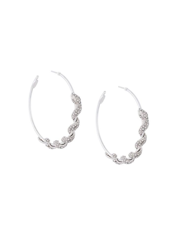 Roberto Cavalli Embellished Snake Hoop Earings, Women's, Metallic