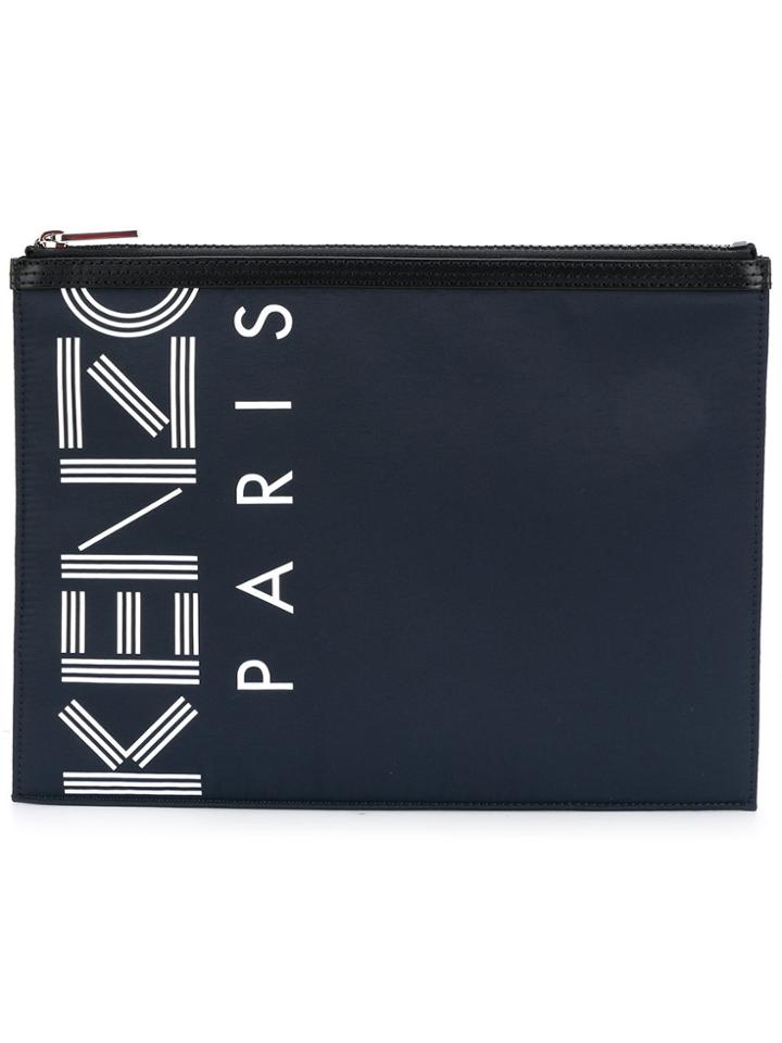 Kenzo Logo Printed Square Clutch - Blue