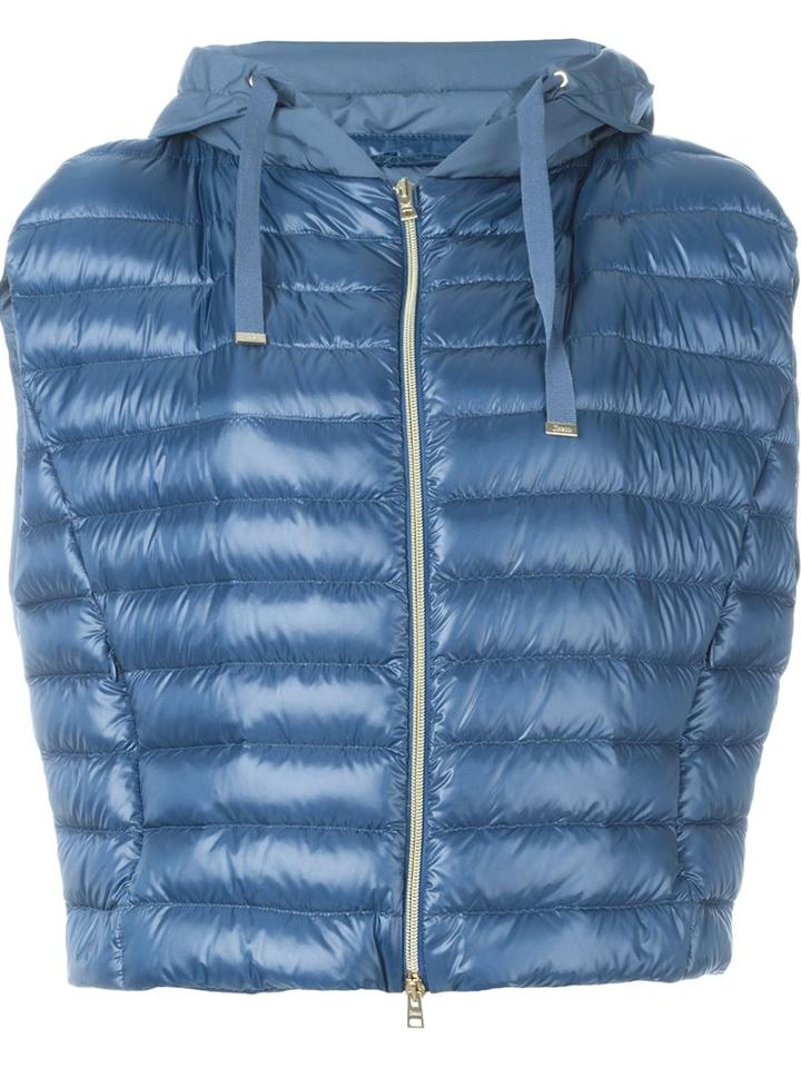 Herno Hooded Puffer Gilet, Women's, Size: 40, Blue, Polyamide/polyester/feather Down
