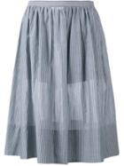 Vince Striped Midi Skirt, Women's, Size: 8, Blue, Cotton