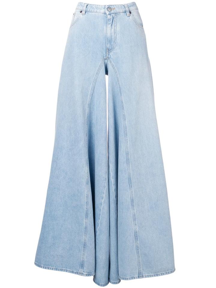 Mm6 Maison Margiela Bleach Denim Wide Leg Jeans - Blue