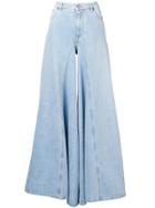 Mm6 Maison Margiela Bleach Denim Wide Leg Jeans - Blue