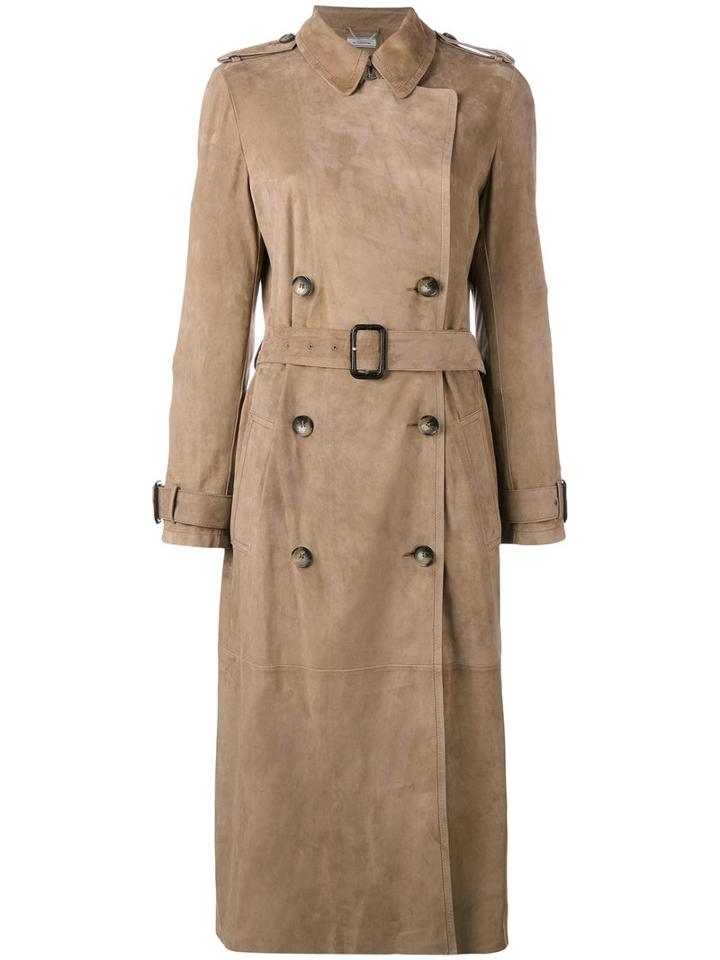 Desa Collection Double Breasted Trench Coat, Women's, Size: 38, Nude/neutrals, Cotton/suede