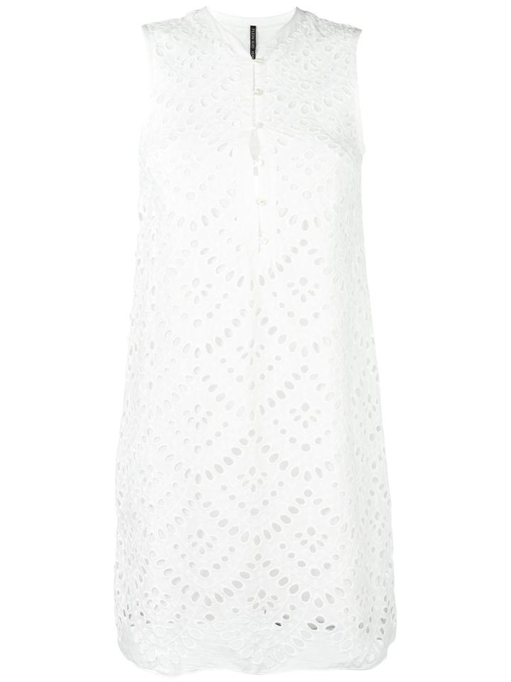 Plein Sud - Perforated Detail Dress - Women - Cotton - 38, Women's, White, Cotton