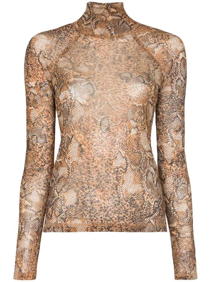 Nanushka Madi Snakeskin-print Top - Brown