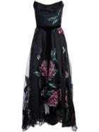 Marchesa Notte Flower Patches Corset Gown - Black