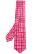 Kiton Square Print Tie - Red