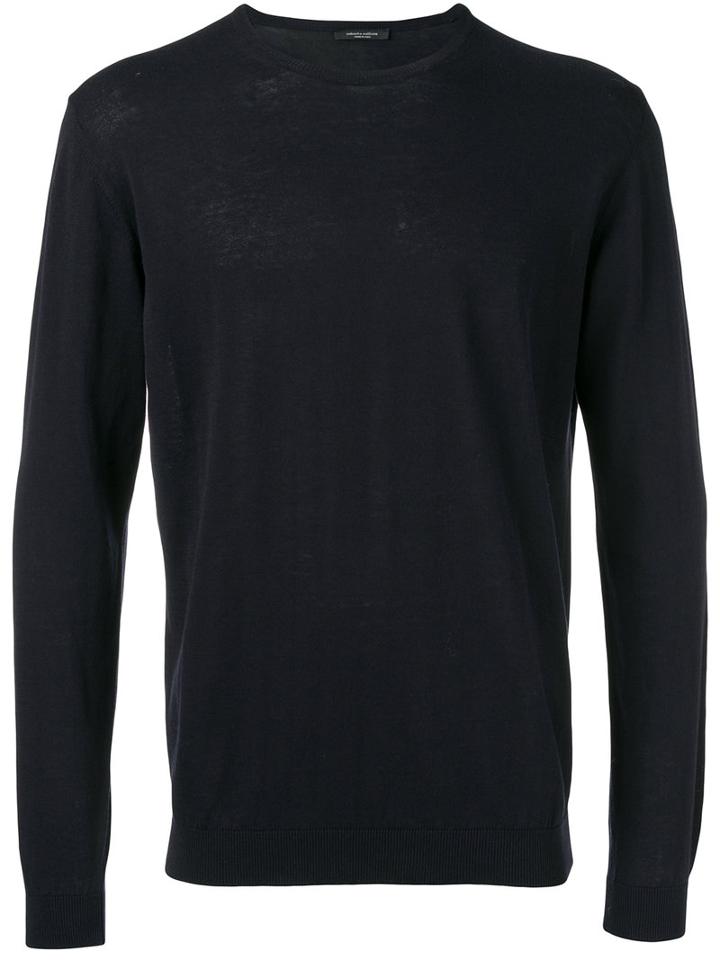 Plain Sweatshirt - Men - Cotton - 54, Blue, Cotton, Roberto Collina