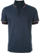 Emporio Armani Striped Trim Polo Shirt, Men's, Size: Large, Blue, Cotton/polyester