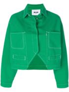 Msgm Cut-out Denim Jacket - Green