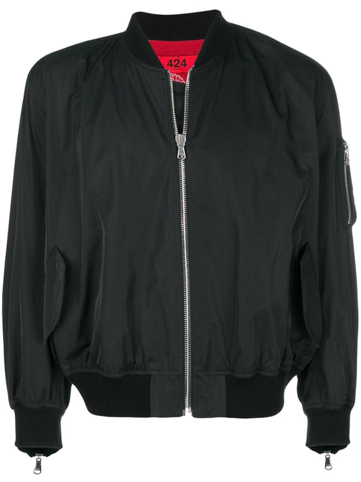 424 Fairfax Zipped Bomber Jacket - Black