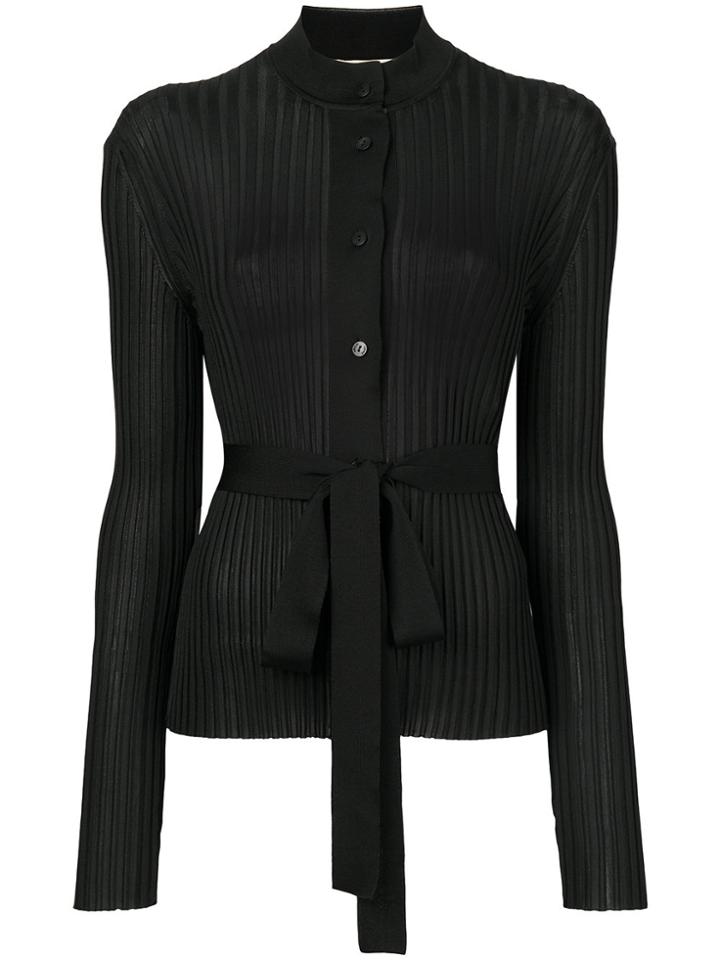 Emilio Pucci Belted Ribbed-knit Cardigan - Black