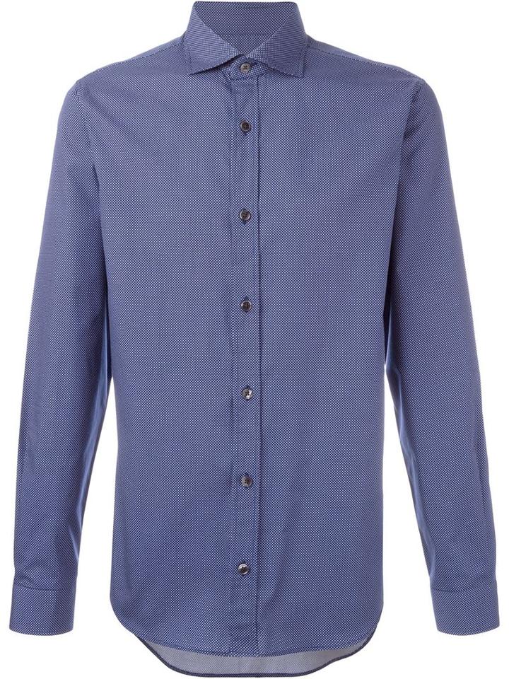 Z Zegna Plain Shirt, Men's, Size: 41, Blue, Cotton