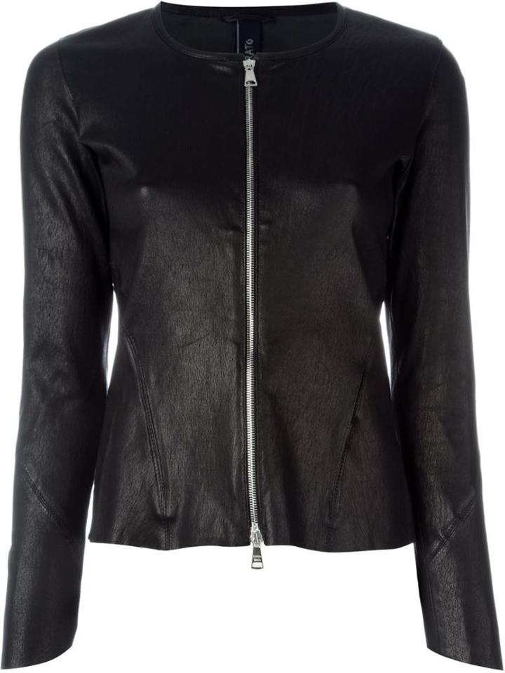 Giorgio Brato Fitted Zip Jacket, Women's, Size: 44, Black, Leather