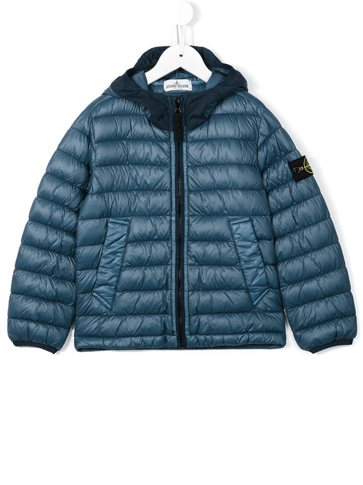 Stone Island Kids Hooded Puffer Jacket, Boy's, Size: 8 Yrs, Blue
