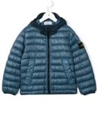 Stone Island Kids Hooded Puffer Jacket, Boy's, Size: 8 Yrs, Blue
